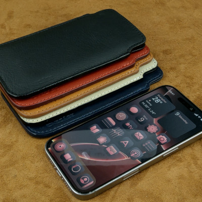 Bao da rút handmade IONECASE điện thoại 17 PRO Da Bò Thật - hàng chính hãng