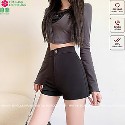 Quần short nữ Hiền Trần BOUTIQUE cạp cao, chất vải Umi Hàn cao cấp co giãn tốt tôn dáng