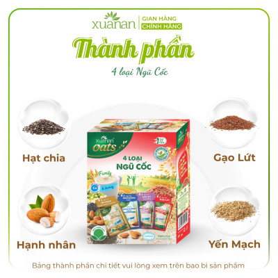 Combo 11 Hộp 4 Loại Ngũ Cốc Xuân An [ít đường] 400G {25g*16 gói}