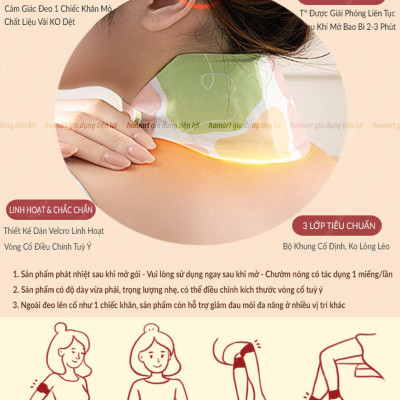 Miếng Dán Cổ Vai Gáy Hamart Đai Chườm Nóng Xông Hơi Nhiệt Giảm Đau Thư Giãn Hiệu Quả Tiện Lợi