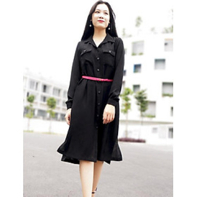 Đầm Nữ Dài Tay Kiểu Sơ Mi F’Amor - Đen