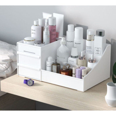 Kệ Đựng Mỹ Phẩm - Hộp Đựng Đồ Trang Điểm, Make up Bằng Nhựa 3 Tầng 2 Ngăn Cao Cấp