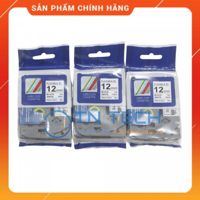 Nhãn In HZE-FX231 - Đen nền trắng 12mm x 8m - Dùng cho máy in BROTHER - AIMO - PUTY [Hàng nhập khẩu]