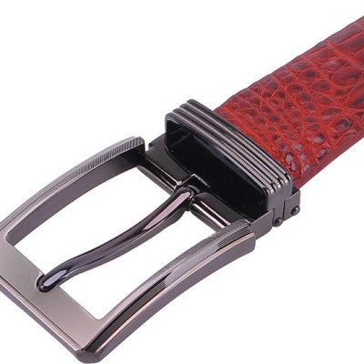 Thắt Lưng Nam Da Cá Sấu Gai Lưng Đầu Kim Bản Lớn Huy Hoàng HT4711 - Nâu Đỏ