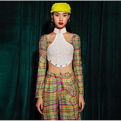Áo Dài Croptop Cách Tân Tartan -