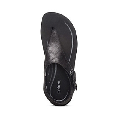 Giày sandal sức khỏe nữ Aetrex Ellie Black - giày quai hậu nâng vòm, đế đệm giảm đau chân