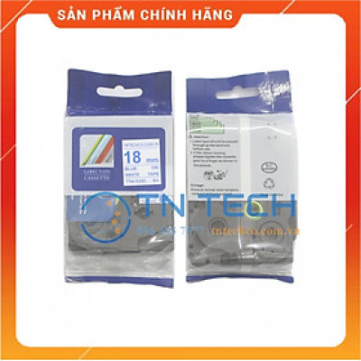 Nhãn In TNE-S243 - Xanh dương nền trắng 18mm x 8m - Dùng cho máy in BROTHER - AIMO - PUTY [Hàng nhập khẩu]