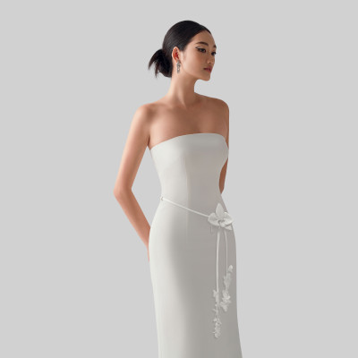 Set áo khoác măng tô Carmy kết hợp đầm Glamour thiết kế cao cấp WHITE CHIC