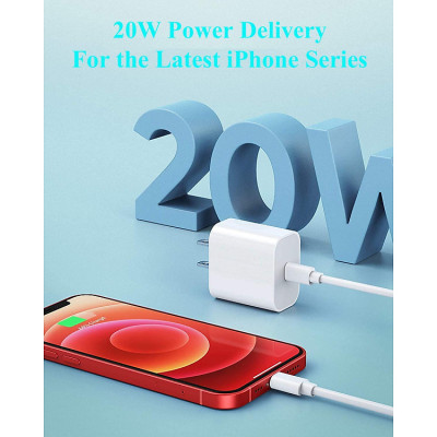 Bộ sạc nhanh 20W dành cho Iphone từ 6-14 Promax tích hợp IC thông minh bảo vệ máy - Hàng nhập khẩu