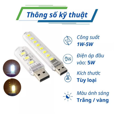 Đèn led mini 3 bóng, 8 bóng, 24 bóng siêu sáng cổng cắm usb thích hợp làm việc ban đêm, học tập, đọc sách siêu tiện dụng