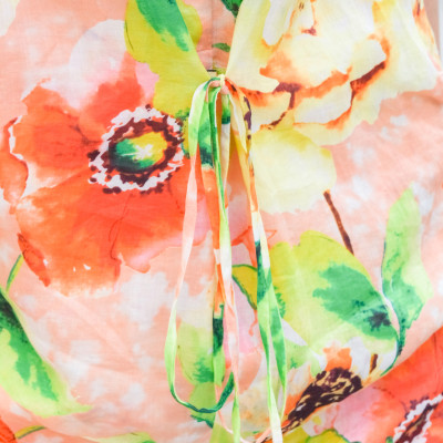 Đầm Mini Ngắn Trên Gối Linen Vải Lanh Hoạ Tiết Hoa Dâm Bụt Thời trang Hity DRE151