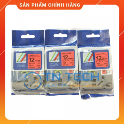 Nhãn In Tz2-431 - Đen nền đỏ 12mm x 8m - Dùng cho máy in BROTHER - AIMO - PUTY [Hàng Nhập Khẩu]