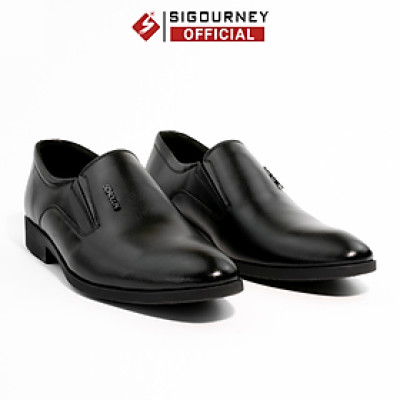 Giày Da Nam Công Sở Da Bò Thật SIGOURNEY Màu Đen SIG21 Bảo Hành 18 Tháng
