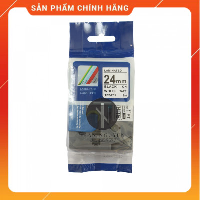 [Combo 3 hộp] Nhãn In đa lớp Tz2-251 - Đen nền trắng 24mm x 8m - Hàng nhập khẩu