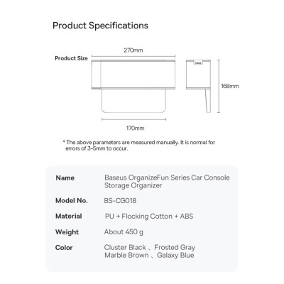 Hộp Đựng Đồ Ô Tô Xe Hơi Baseus OrganizeFun Series Car Console Storage Gắn Khe Ghế Bọc Da Pu Cao Cấp - Hàng Chính Hãng