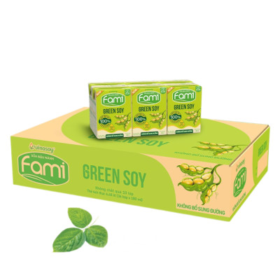 Thùng sữa đậu nành Vinasoy Fami Green soy không bổ sung đường (36 hộp x 180ml)
