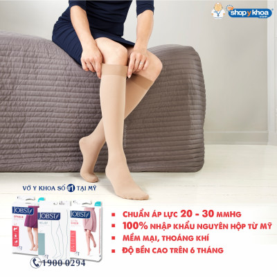Vớ y khoa JOBST Opaque - Mỏng Hỗ Trợ Điều Trị giãn tĩnh mạch chân, 20-30 mmHg (vớ gối, màu da) (tất y khoa)