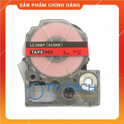 Nhãn in TEPRA - EPSON LC-3RBP (SC9RW) – Chữ đen nền đỏ 9MM X 8M  - Dùng cho máy in nhãn TEPRA - EPSON [Hàng nhập khẩu]