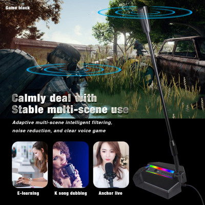 Micrô USB cho Máy tính thu nhận đa hướng 360 °  chiếu sáng RGB Cắm và có thể điều chỉnh