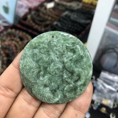 Mặt dây chuyền rồng phượng phong thủy đá ngọc phỉ thúy