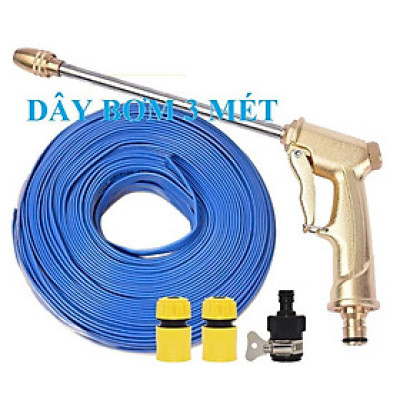 Bộ dây vòi xịt nước rửa xe,tưới cây , tăng áp 3 lần,loại 3m,5m 206701-3 đầu đồng,cút,nối nhựa đen+  mở chai