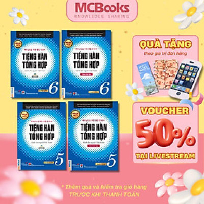 Sách - Tiếng Hàn Tổng Hợp Dành Cho Người Việt Nam - Cao Cấp 5 + 6 - Sách Bài Học + Bài Tập - Bản Đen Trắng - Combo 4 Cuốn - MCBooks