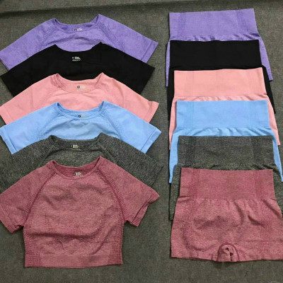 Bộ Đùi Ngắn Tay Dệt Kim Tập Yoga Gym