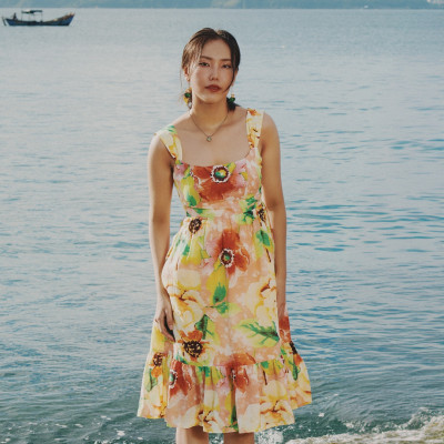 Đầm Linen Xoè Dâm Bụt DRE200 Thời trang thiết kế Hity