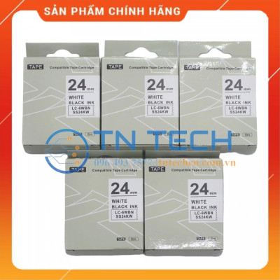 Nhãn in TEPRA - EPSON LC-6WBN (SS24KW) – Chữ đen nền trắng 24MM X 8M  - Dùng cho máy in nhãn TEPRA - EPSON [Hàng nhập khẩu]