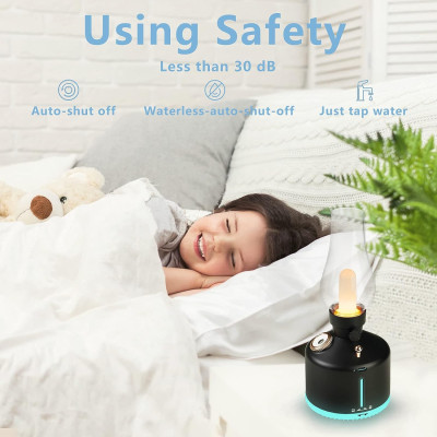 Đèn xông tinh dầu không dây tạo độ ẩm không khí kiêm đèn ngủ để bàn hiệu HOTCASE Vintage Lamp Humidifier Sức chứa 260ml, 8h giữ ẩm, tự ngắt khi hết nước, thiết kế dạng đèn Vintage sang trọng - hàng nhập khẩu