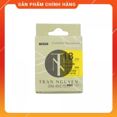 [Combo 3 hộp] Nhãn in Tepra SC18YW (LC-5YBW) - Chữ đen nền vàng 18mm x 8m - Hàng nhập khẩu
