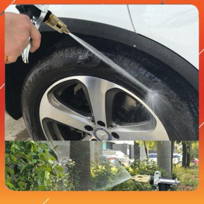 Vòi Xịt️Evoucher Bộ dây vòi xịt nước rửa xe, tưới cây , tăng áp 3 lần, loại 20m 206236 đầu đồng,cút, +  đai