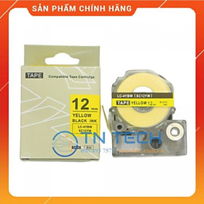 Nhãn in TEPRA - EPSON LC-4YBW (SC12YW) – Chữ đen nền vàng 12MM X 8M  - Dùng cho máy in nhãn TEPRA - EPSON [Hàng nhập khẩu]