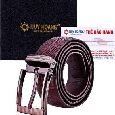 Thắt Lưng Nam Da Cá Sấu Nguyên Con Bụng Bản Lớn Đầu Kim Huy Hoàng HT4758 - Nâu Đất