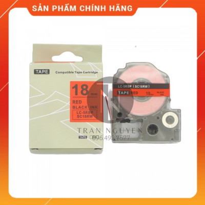 [Combo 3 hộp] Nhãn in Tepra SC18RW (LC-5RBP) - Chữ đen nền đỏ 18mm x 8m - Hàng nhập khẩu