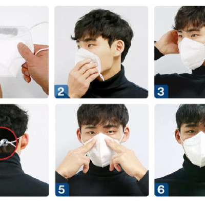 Khẩu trang KF94 3M 9013 Hàn Quốc lọc bụi, kháng khuẩn, có nẹp mũi kim loại, 2 màu trắng đen, 1 chiếc/túi