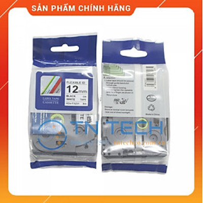 Nhãn In HZE-FX231 - Đen nền trắng 12mm x 8m - Dùng cho máy in BROTHER - AIMO - PUTY [Hàng nhập khẩu]