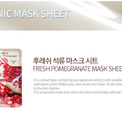 Combo 5 Mặt nạ dưỡng trắng da chống lão hóa chiết xuất lựu 3W Clinic Fresh Pomegranate Mask Sheet 23ml x 5