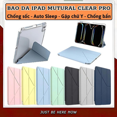 Bao da Cho IPAD Gen 11 A16 2025 / Gen 10 10.9 inch 2022 hiệu Mutural Clear Pro - Lưng PC trong suốt , viền TPU, Có Khay Đựng Bút, Bao Da Thông Minh, tự động tắt mở màn hình - Hàng nhập khẩu