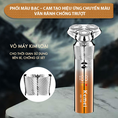 Máy cạo râu khô và ướt KEMEI KM-T86 chống thấm nước IPX6 công suất 8W sạc USB nhanh 1.5 giờ - Chính hãng