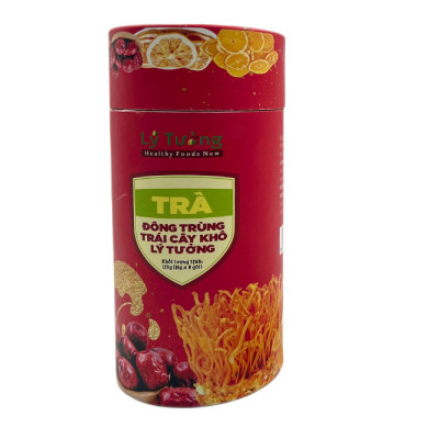Trà Đông Trùng Trái Cây Khô Lý Tưởng 120g, Lọ Trà Cứng Gồm 8 Gói Nhỏ, Sản Phẩm Đạt Chứng Nhận OCOP 3 Sao Của Thành Phố Hà Nội