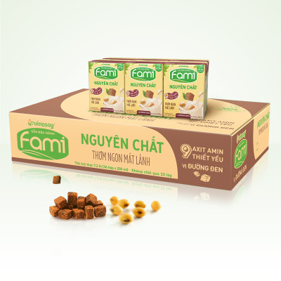 Thùng Sữa Đậu Nành Vinasoy Fami Nguyên Chất Vị Đường Đen (200ml x 36 Hộp)