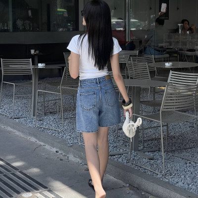 Quần short jean nữ lưng cao regular fit Aaa Jeans Royal Blue