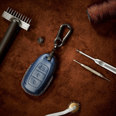 Bao Da Ép Phom Chìa Khóa Handmade Hyundai Kona da bò thật - hàng chính hãng