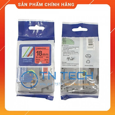 Nhãn In Tz2-441 - Đen nền đỏ 18mm x 8m - Dùng cho máy in BROTHER - AIMO - PUTY [Hàng Nhập Khẩu]