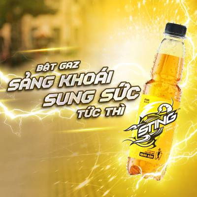 Thùng 24 Lon Nước Tăng Lực Sting Vàng (320ml/Lon)