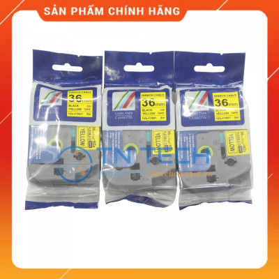 Nhãn In HZE-FX661 - Đen nền vàng 36mm x 8m - Dùng cho máy in BROTHER - AIMO - PUTY [Hàng nhập khẩu]
