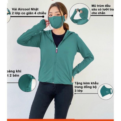 Áo chống nắng nữ 2 lớp chất thun lạnh chống tia uv mặc hè cực mát