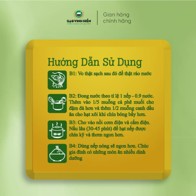 Nếp Cái Hoa Vàng Vinh Hiển Túi 1KG - Dẻo nhiều, thơm ngon