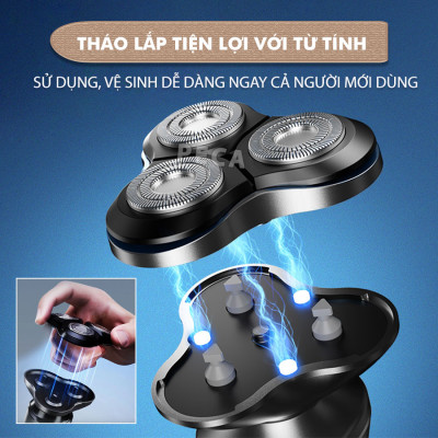 Máy cạo râu khô và ướt KEMEI KM-T85 chống thấm nước IPX6 công suất 8W sạc USB nhanh 1.5 giờ - Hàng chính hãng